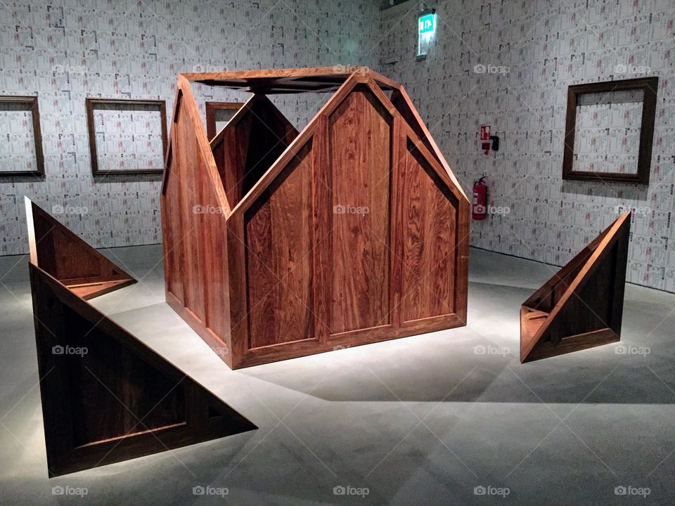 Art objects exhibits shaped wooden box parts