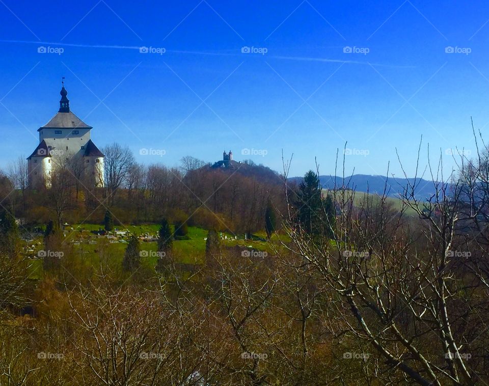 New castle of Banska Stiavnica and Kalvaria on the backround. We have wonderful weather right now.