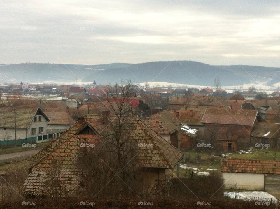 View over the village of Nicolesti, Transylvania, Romania