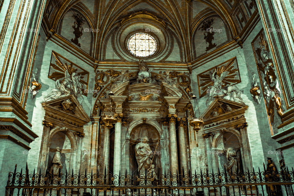 Inside of the cathedral in Seville Spain