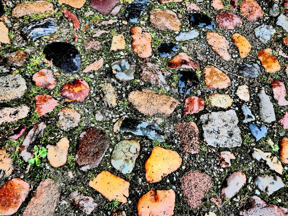 Way with colourful  stones