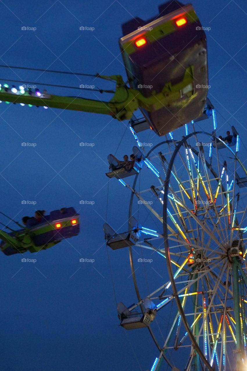 Carnival rides at night. Photo taken in Owasso Oklahoma.  