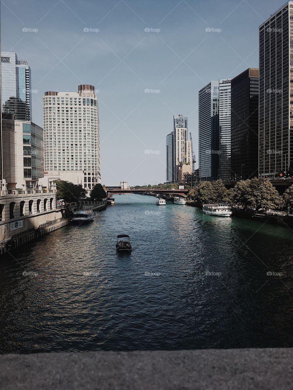 A beautiful city back drop to this river