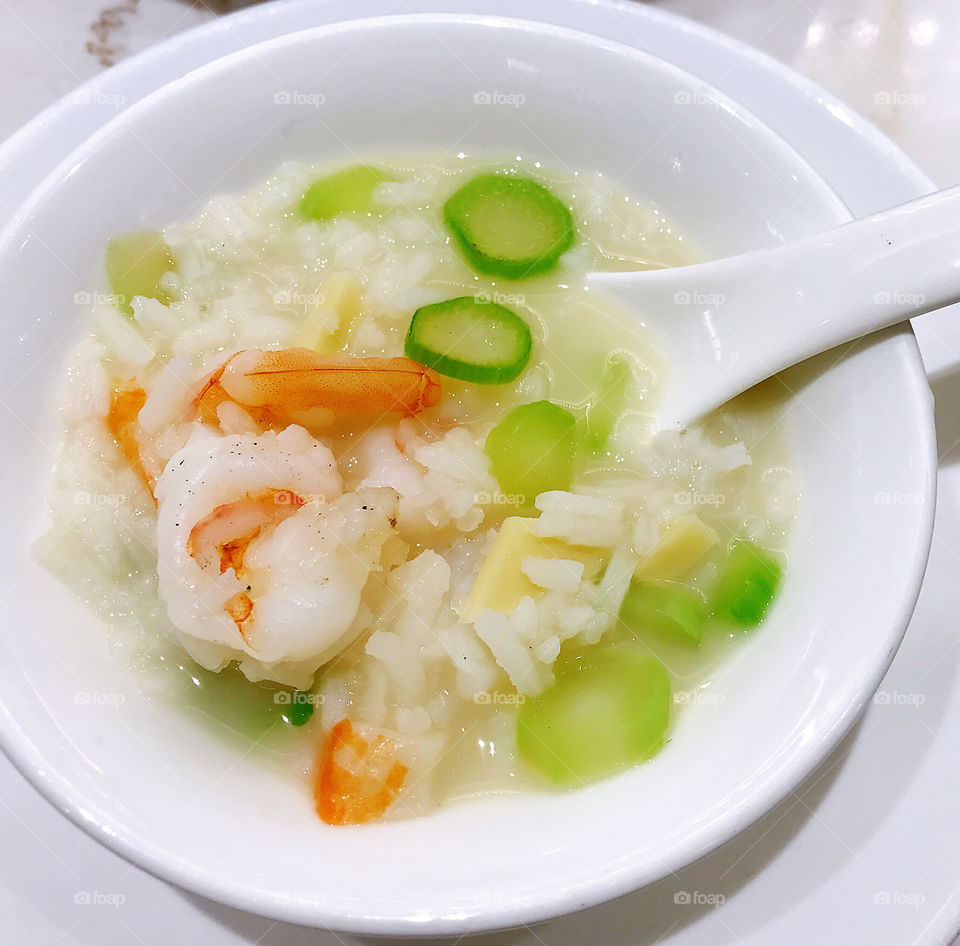 Shrimp Seafood Congee Soup Chinese Dish