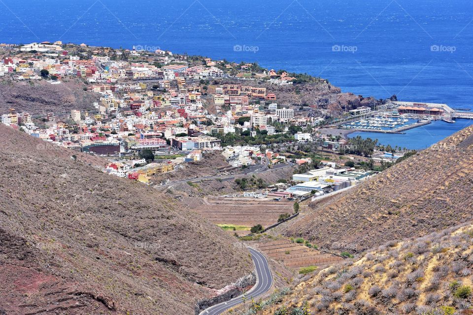 san sebastian town top view on la gomera canary island in Spain