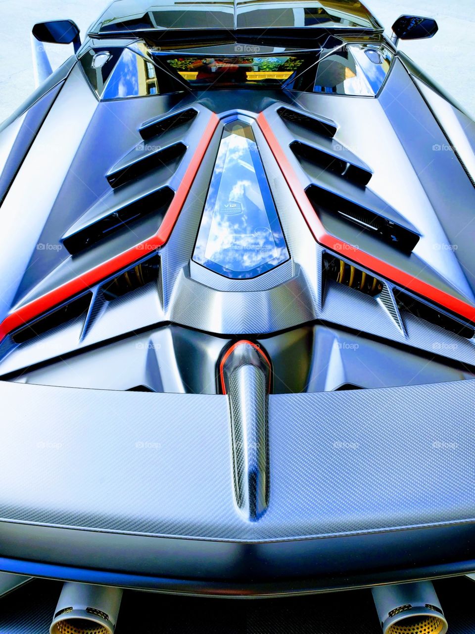 The engine cover on the Lamborghini Aventador SVR is as striking as the rest of the vehicle