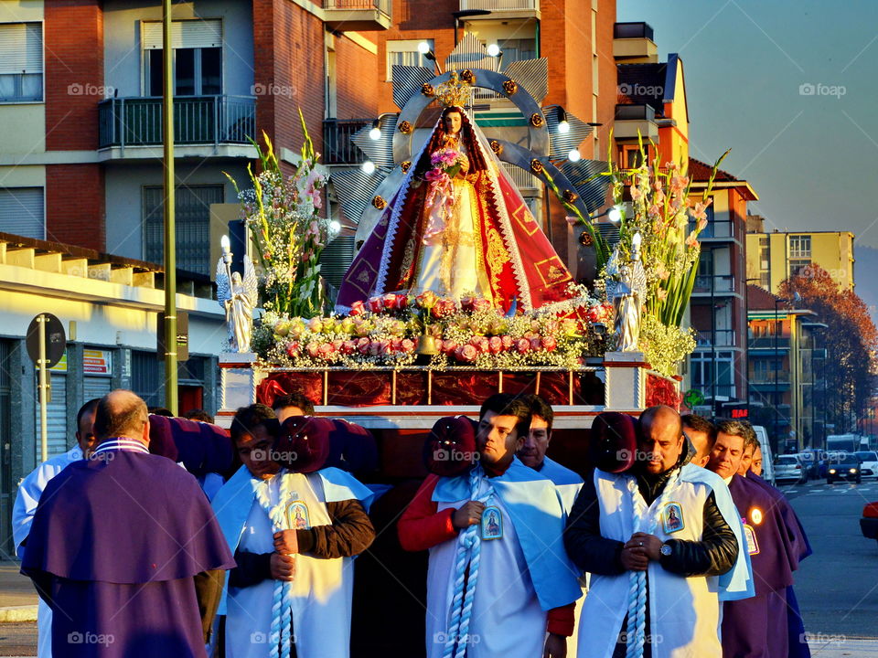 Peruvian religious ceremony, immaculate virgin of the door Qtuxo