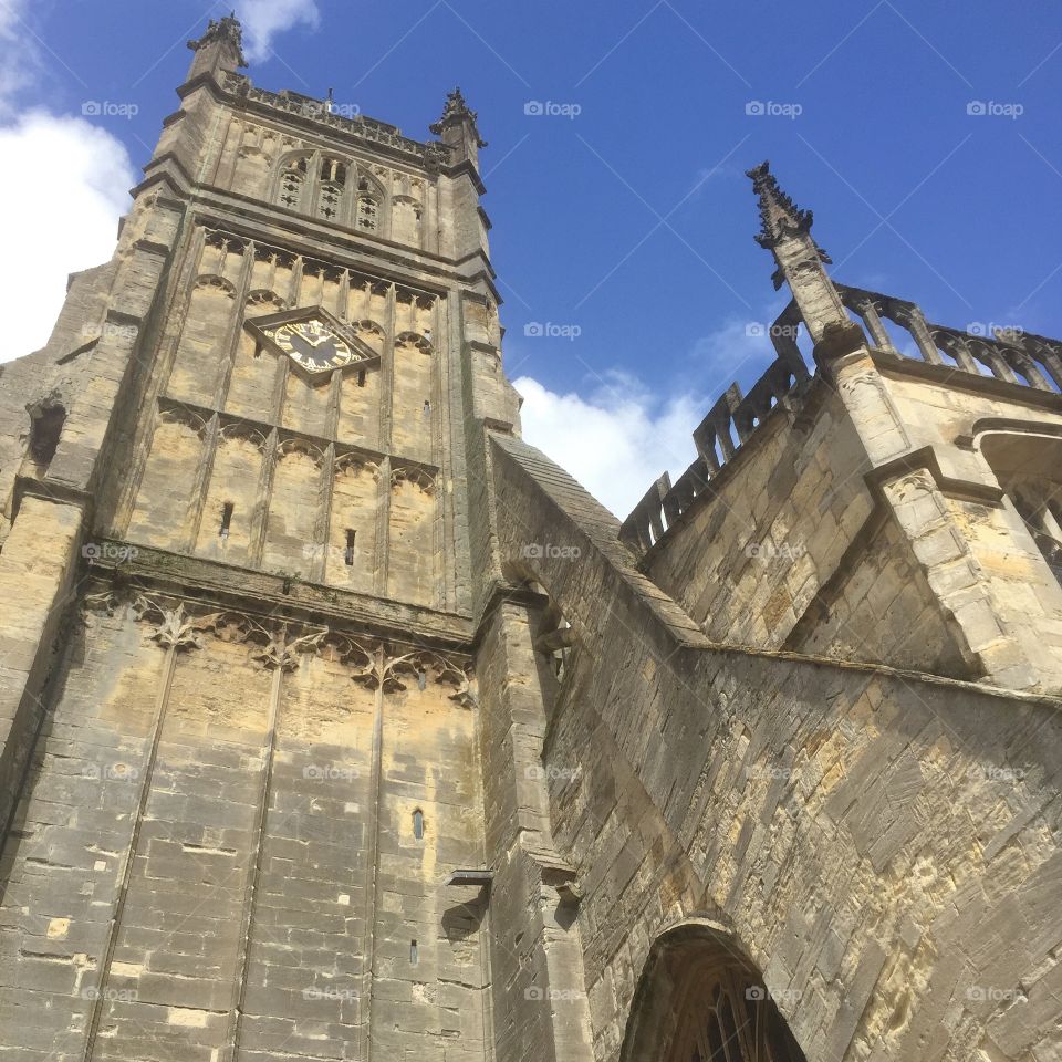 The tower of Cirencester church in England
