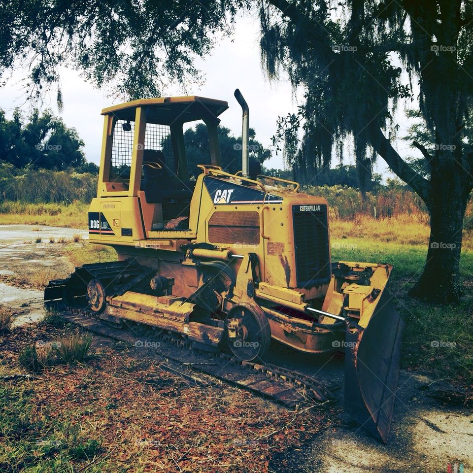 Broken down tractor