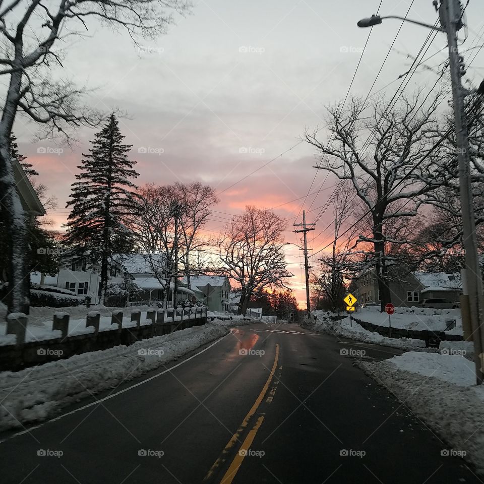 snowy sunset