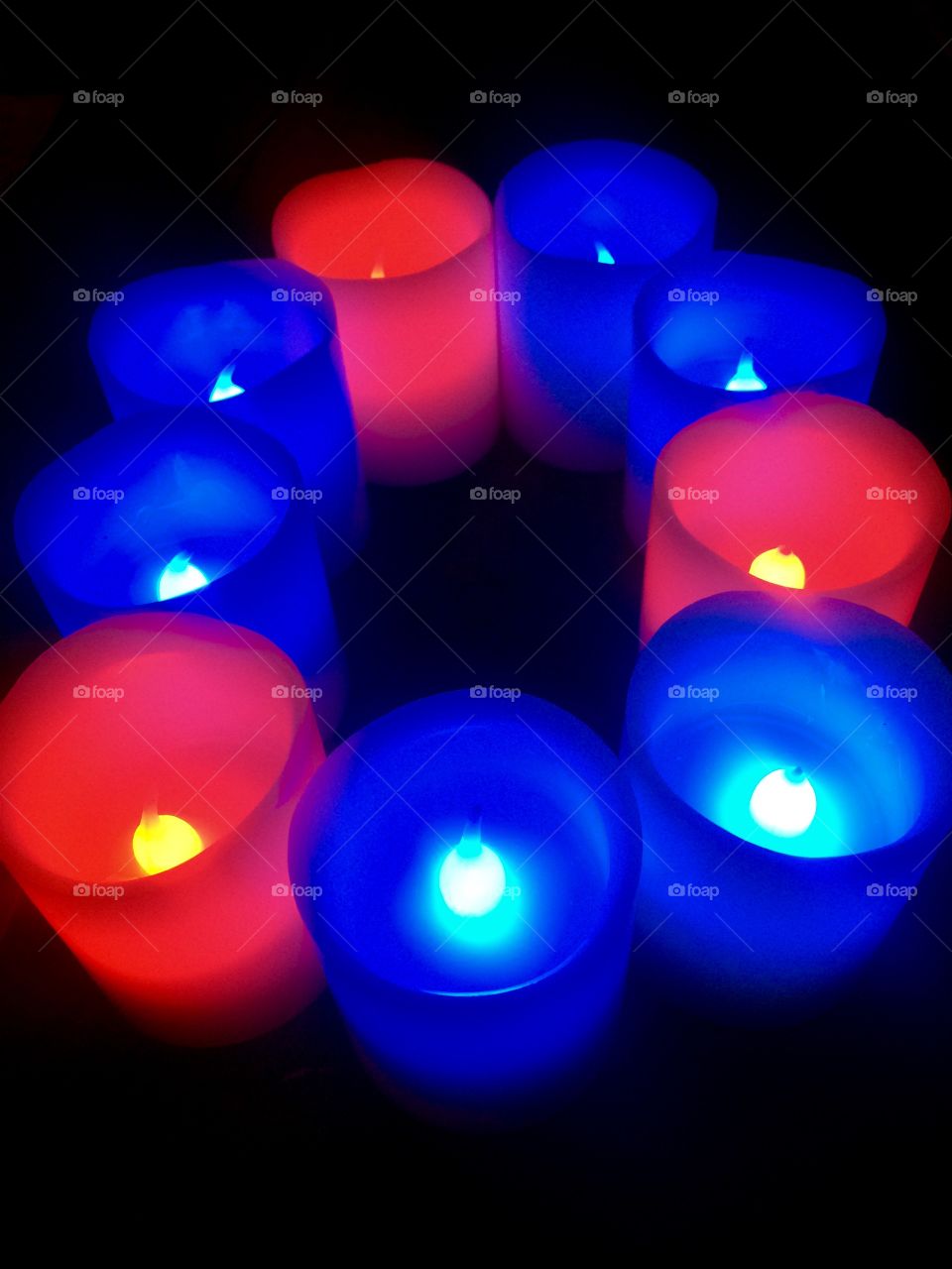 Blue & red candles 