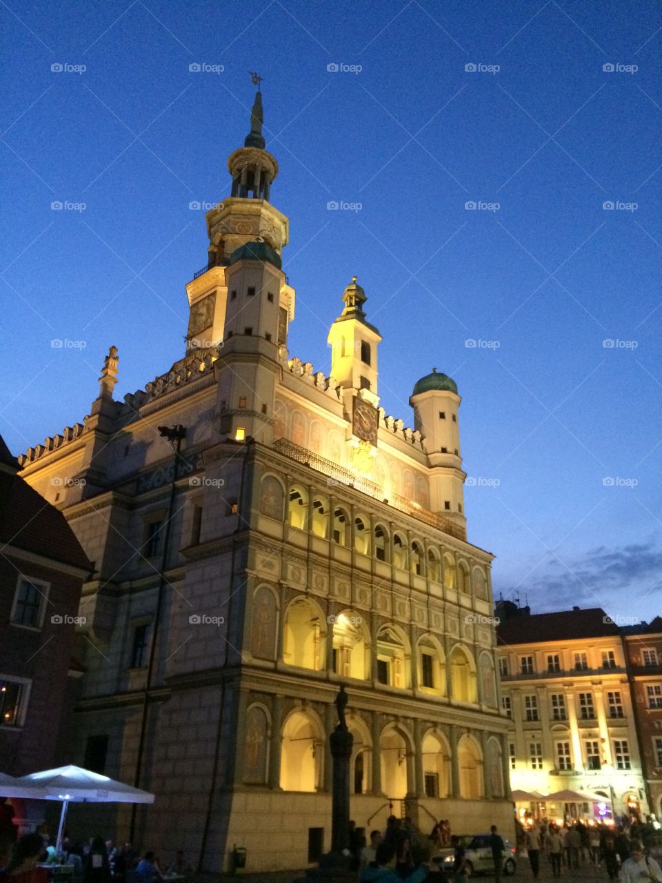 Poznan, Poland, Town Hall at night