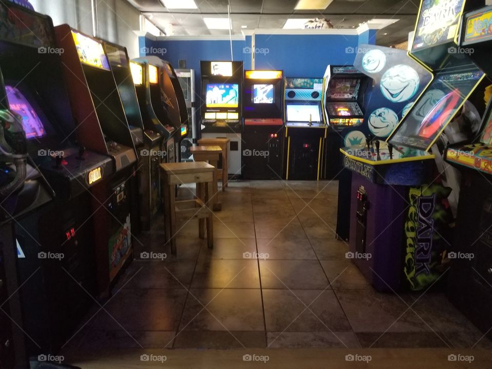 colorful pinball arcade game close up