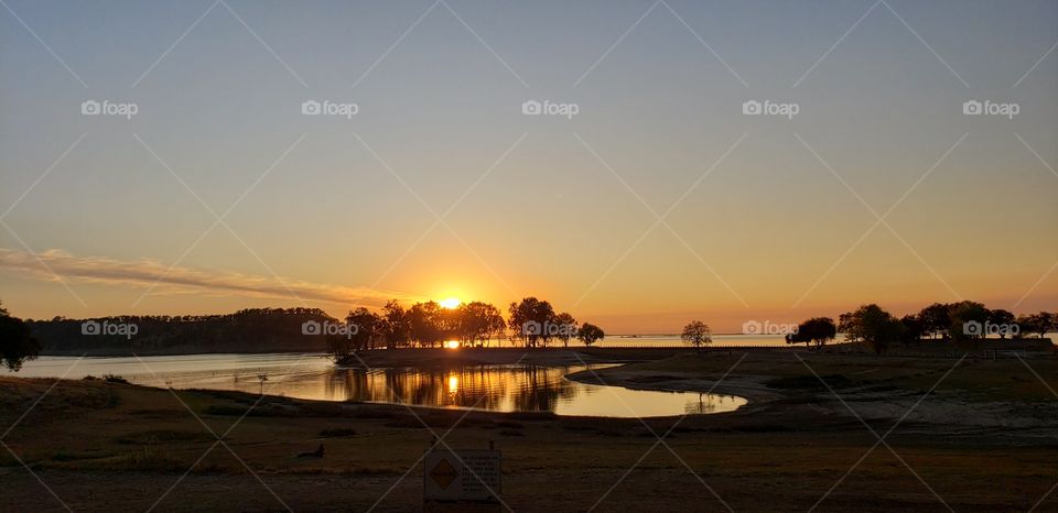 sunset by the lake