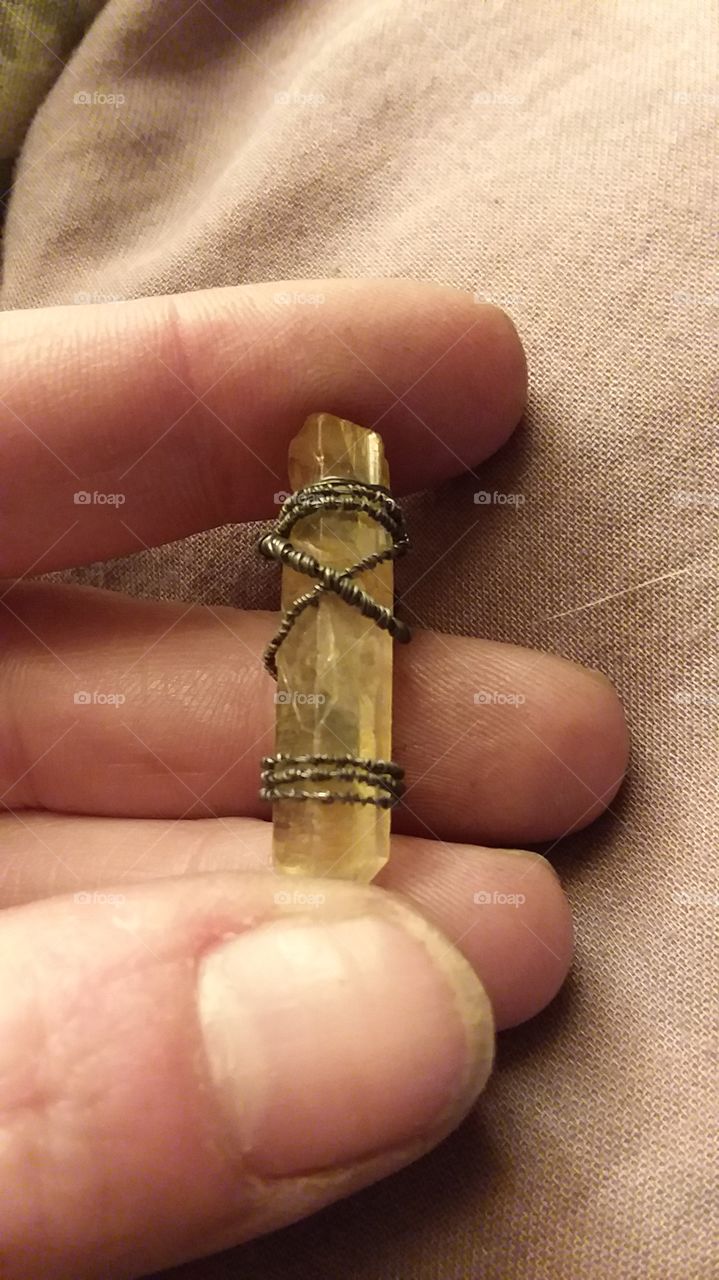 My first shot at wire wrapping a crystal.