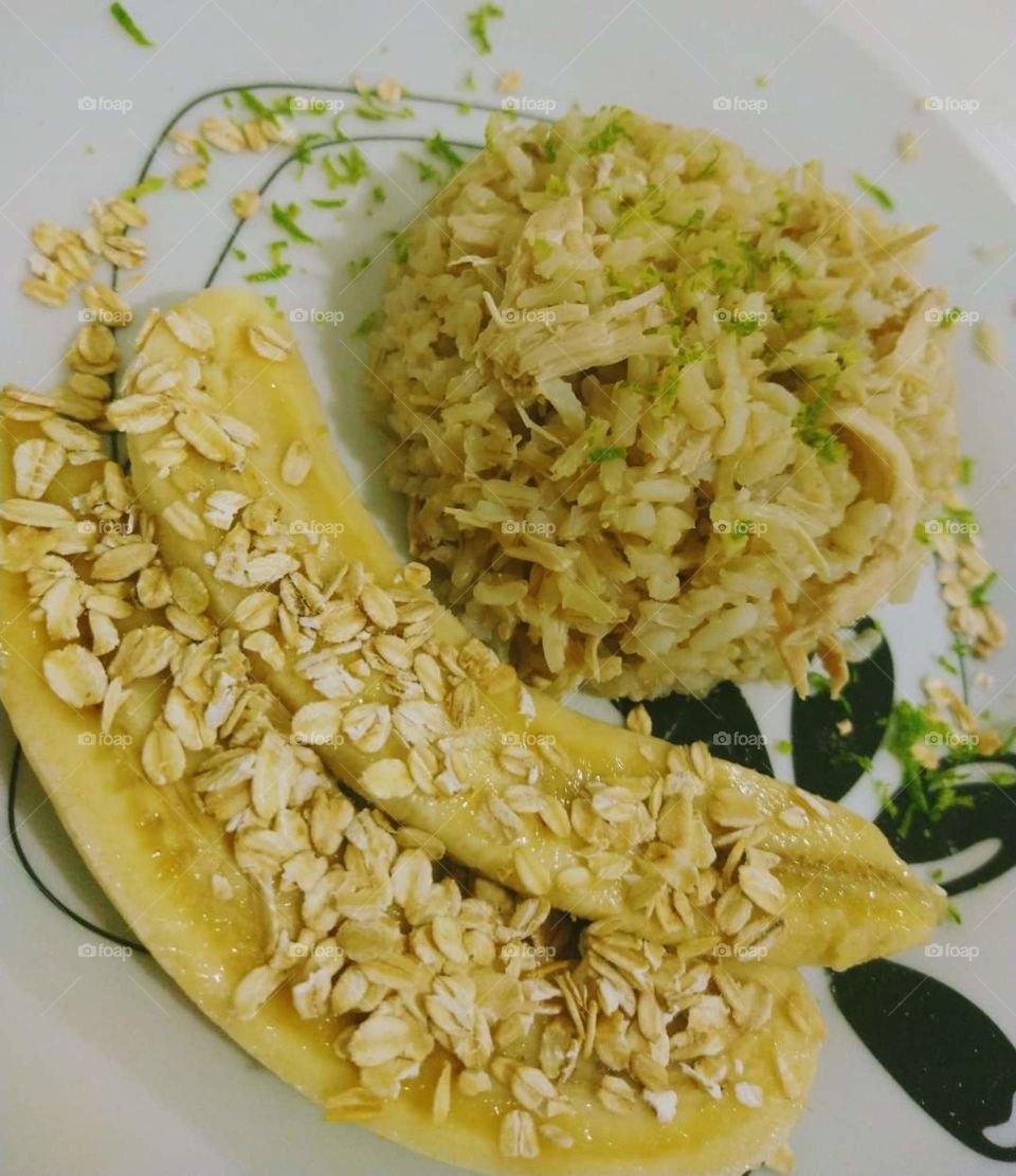 brown rice and banana with aveia