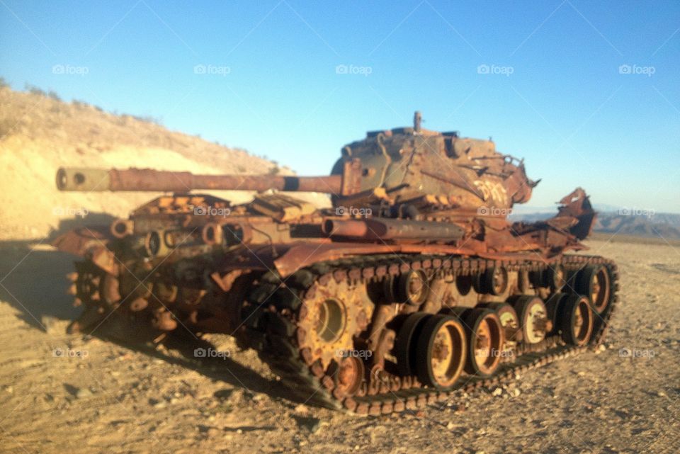 Ol' Ironsides. A Sherman tank hulk, found on a lonely hilltop at Ft. Irwin CA