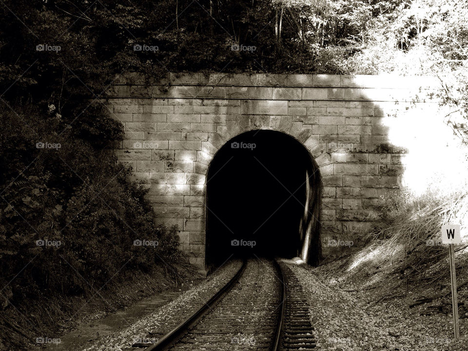 tunnel train old black and white by brockwillis