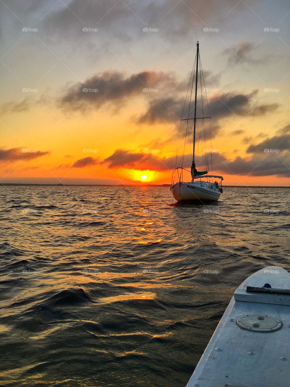 Water, Sunset, Sea, Ocean, Watercraft