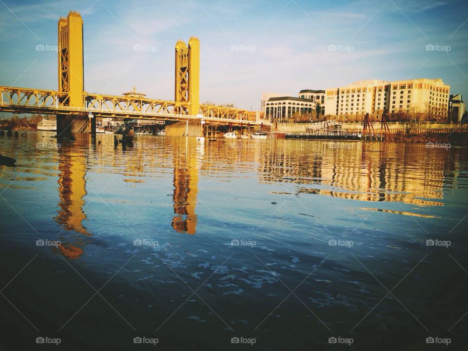 Sacramento River with skyline and tower bridge 