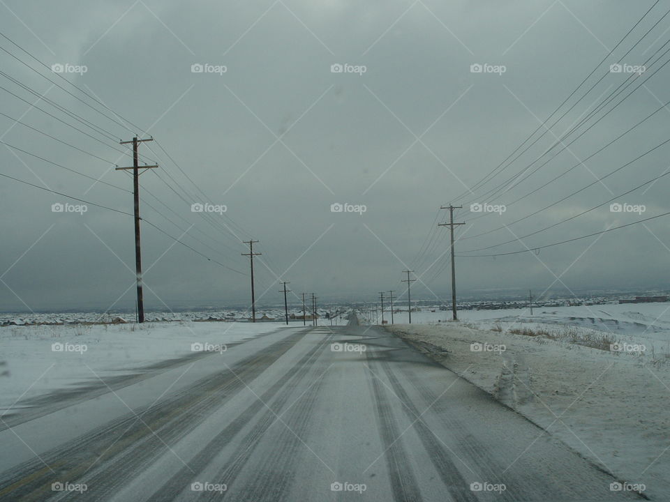 Snowy country road