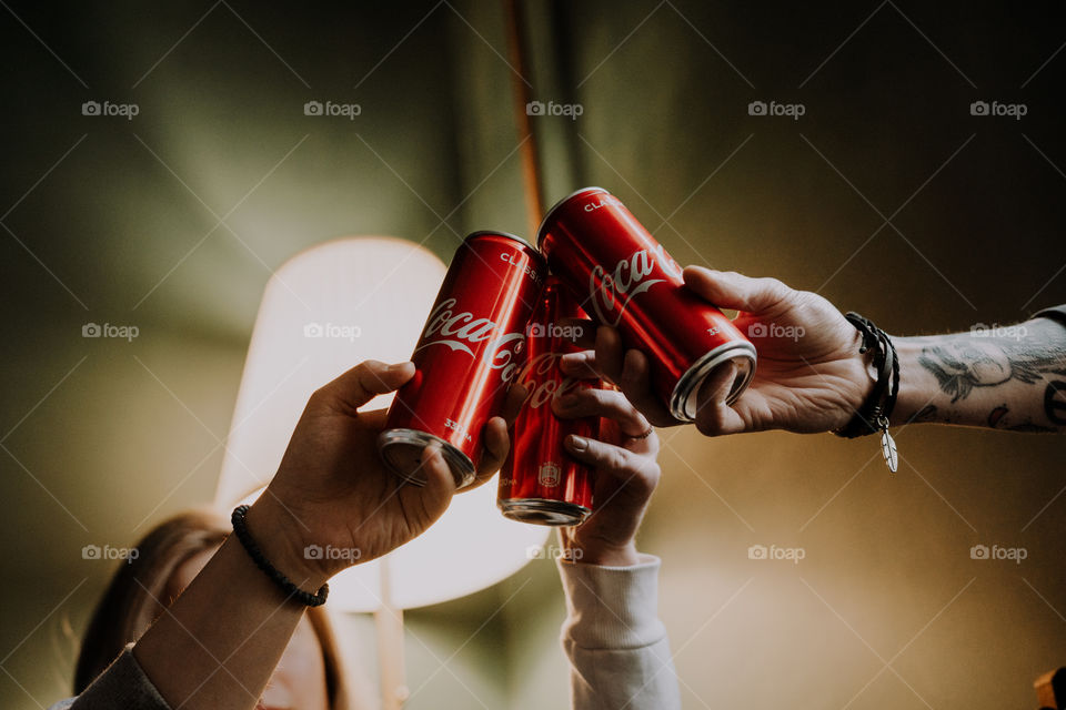 cheers with coca cola