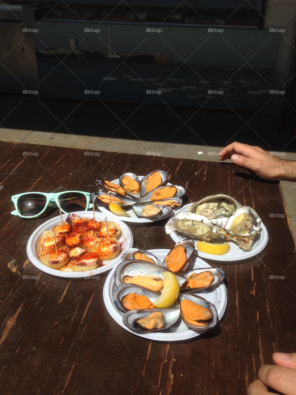 Fresh seafood by the fisherman's market in Cadiz