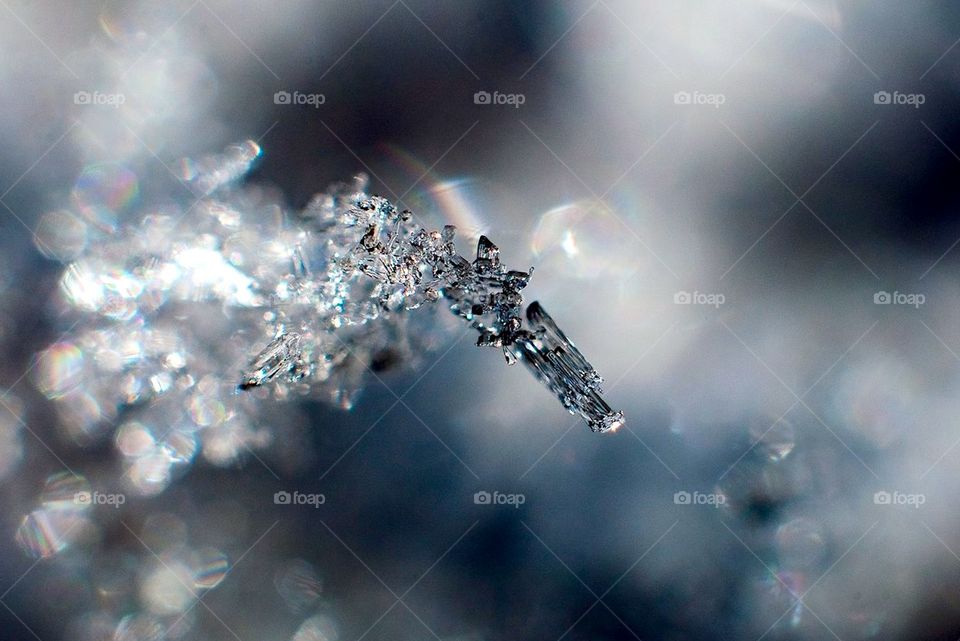 macro of broken snowflake 