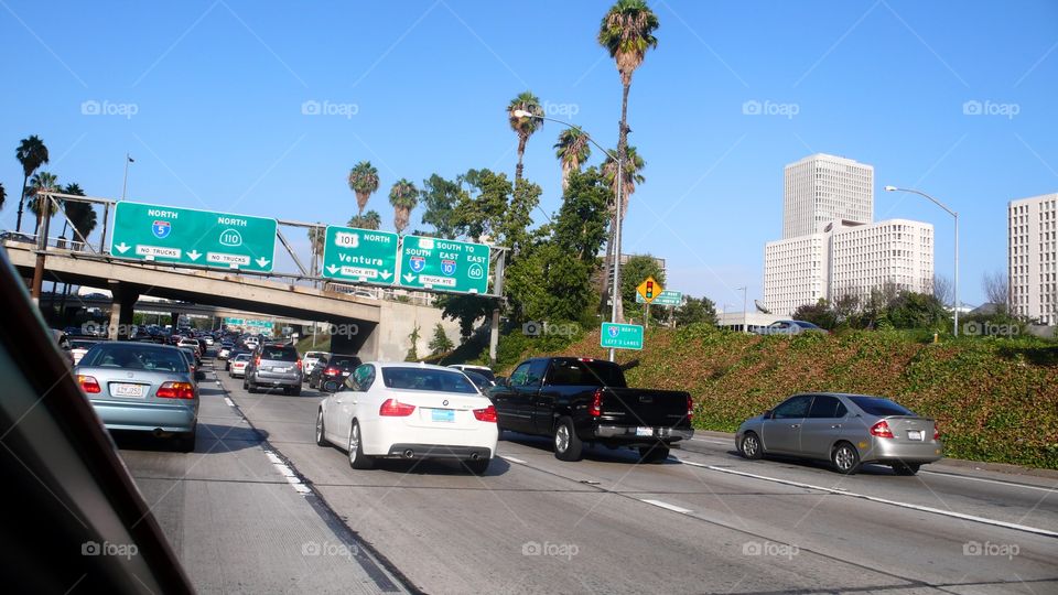 Downtown LA driving on the Interstate 5