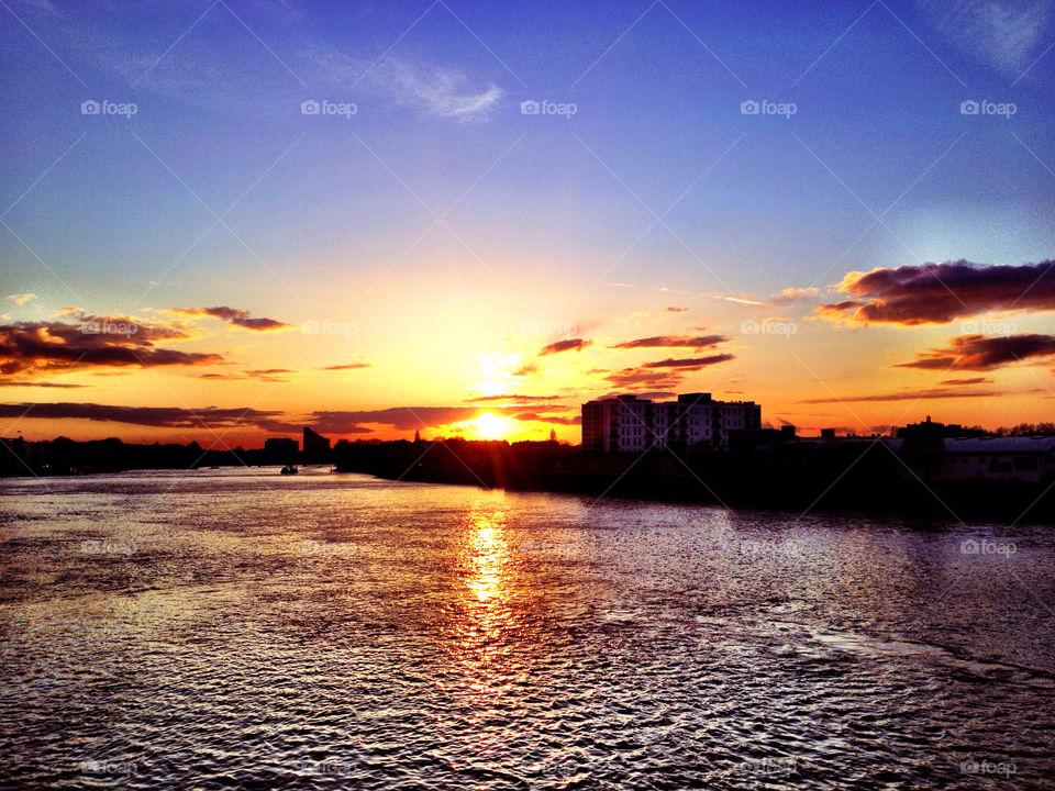 sky blue sunset river by noisydavid