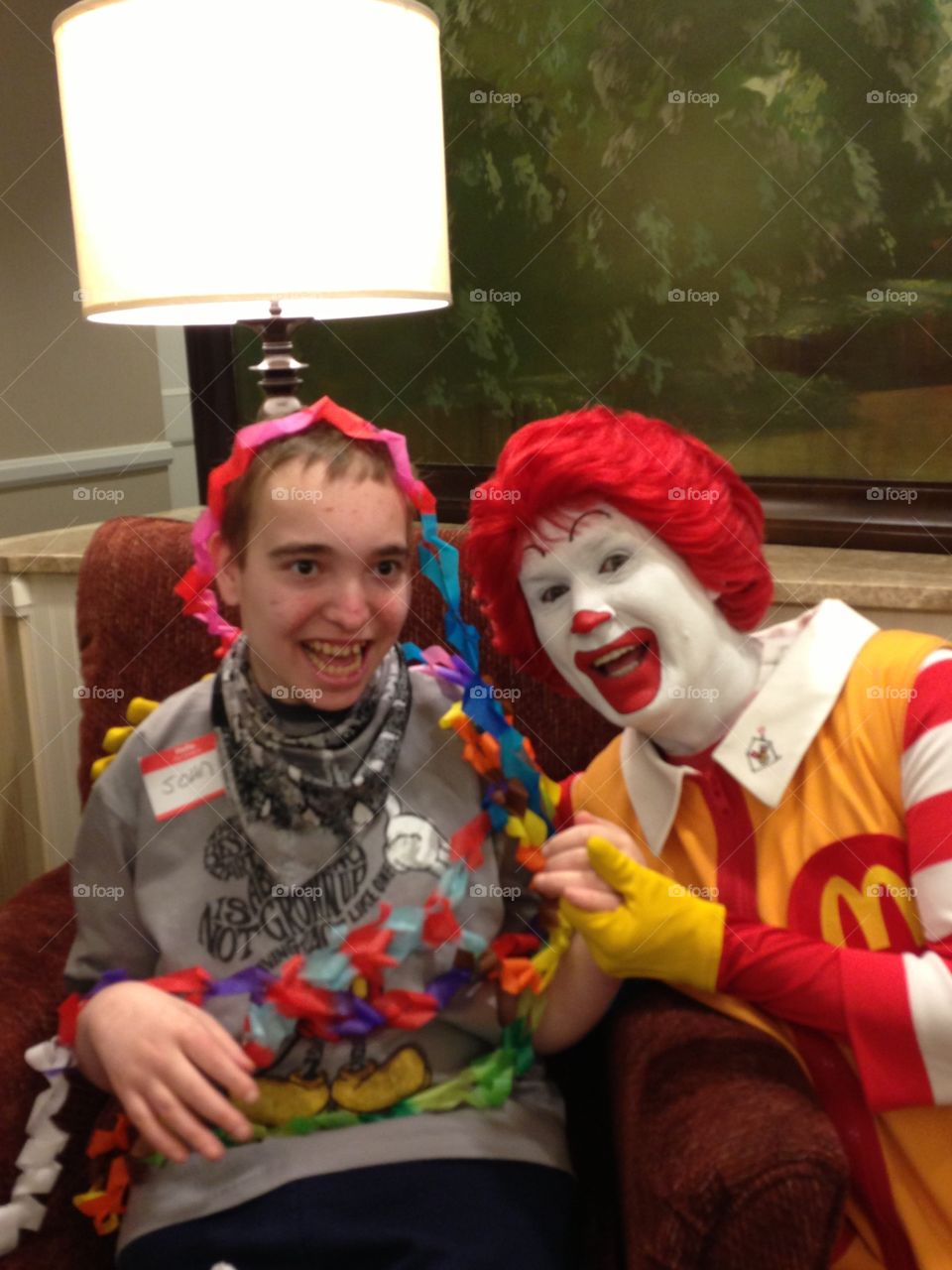 My son and Ronald McDonald. The Ronald McDonald House in Chicago.  My son is a challenged child and was thrilled when he met Ronald McDonald.