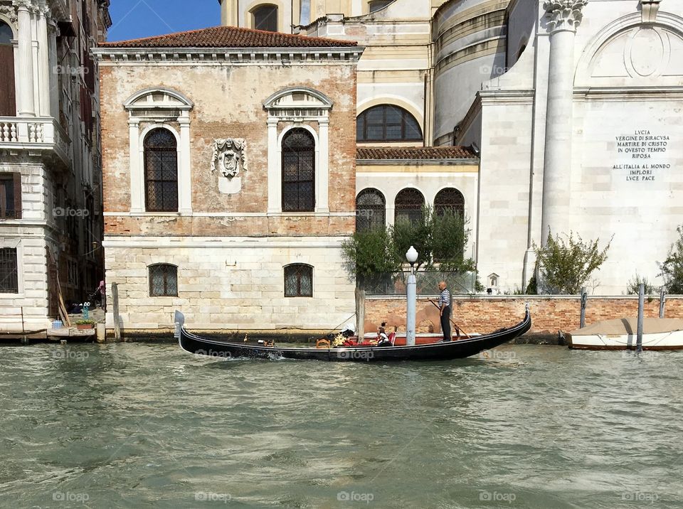 Gondola on a Canal in Venice, Italy