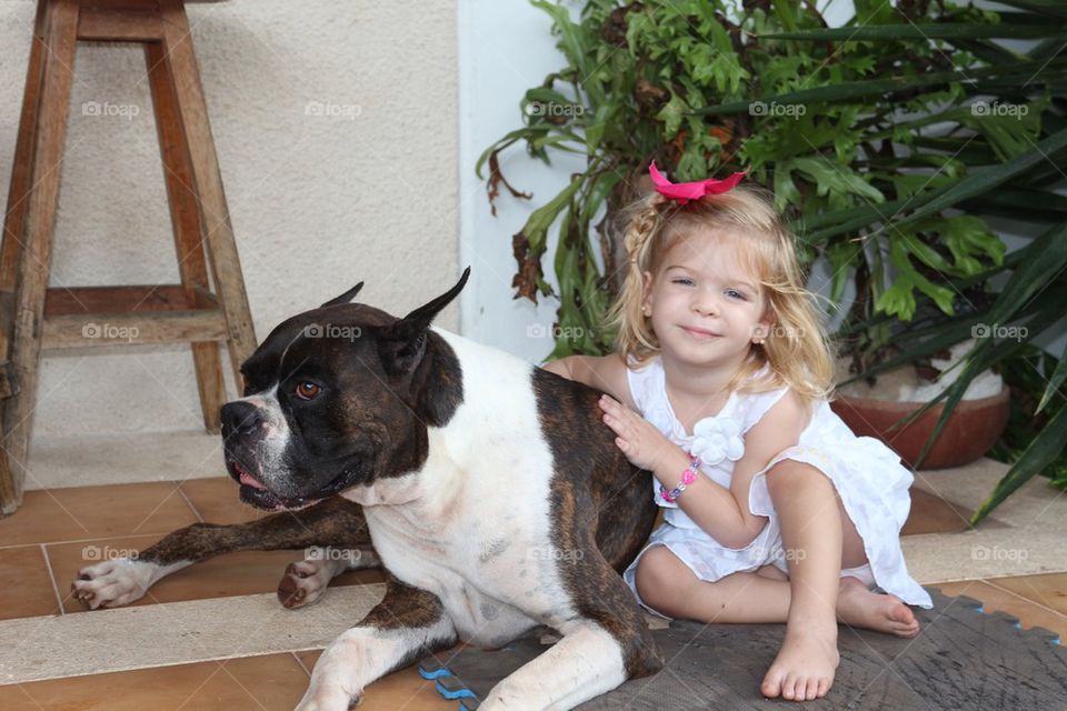 Happy Child with dog