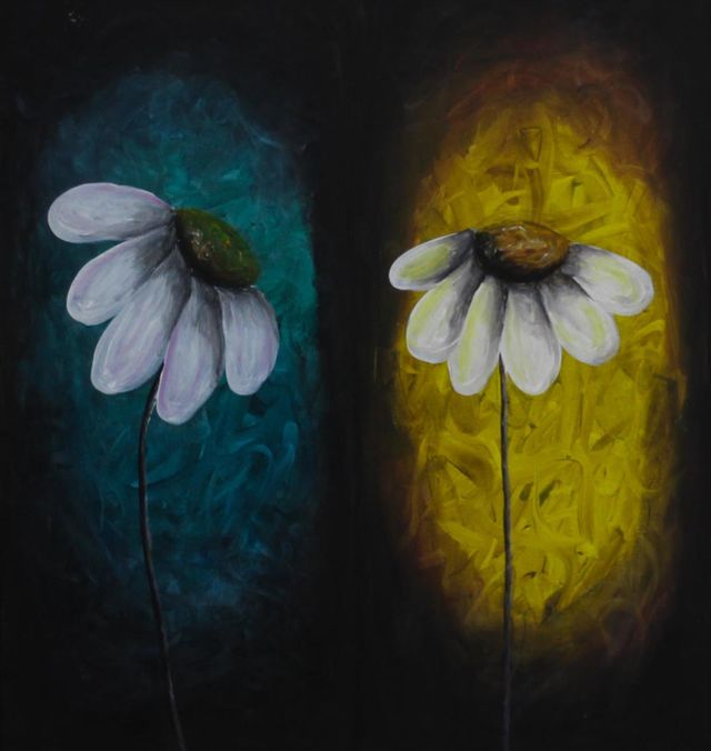 yellow and blue flowers