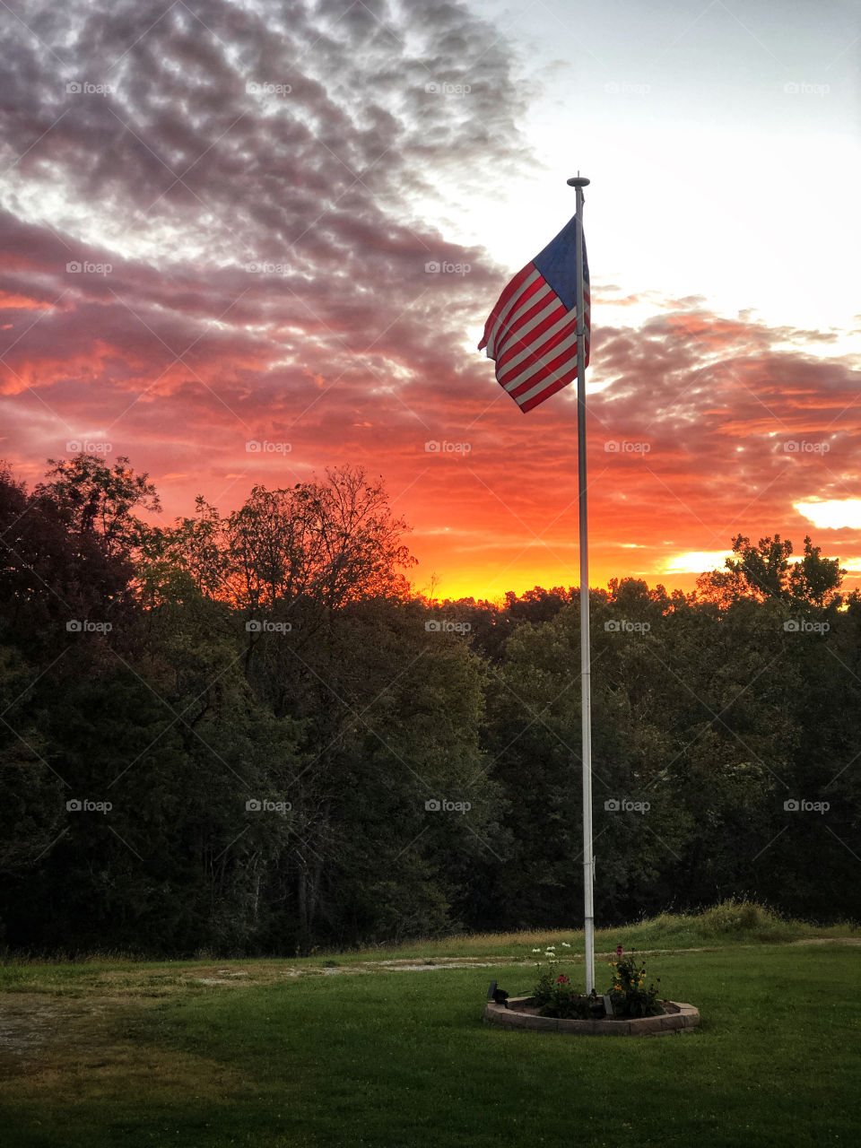 Flag and sunrise 