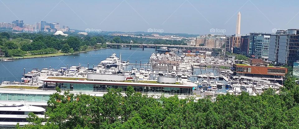 A rooftop view of the Wharf in Washington DC