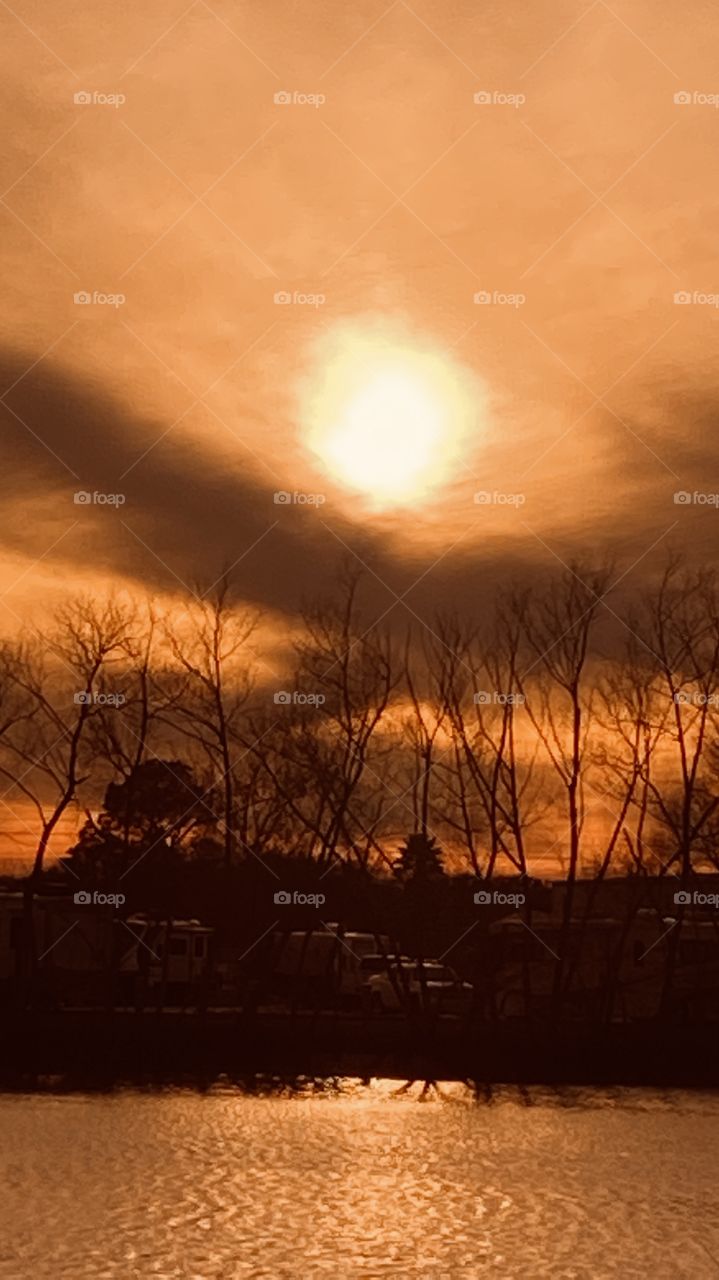 Overcast Evening. Sun trying to get light through the Thick Clouds. Provided Great Evening Colors. 