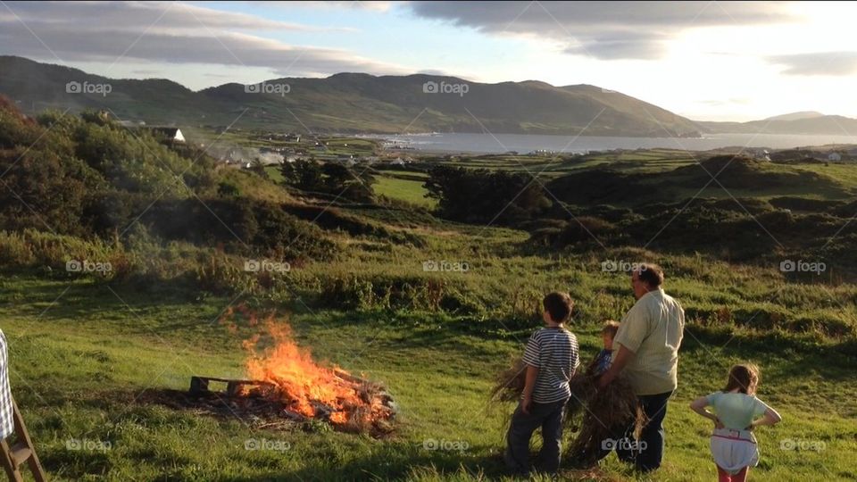 Fires of celebration. A local Gaelic football team had won a match. Fires at the cross roads to celebrate. 