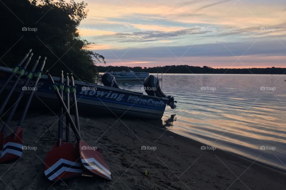 Rowing practice with the sunrise in Cape Cod. 