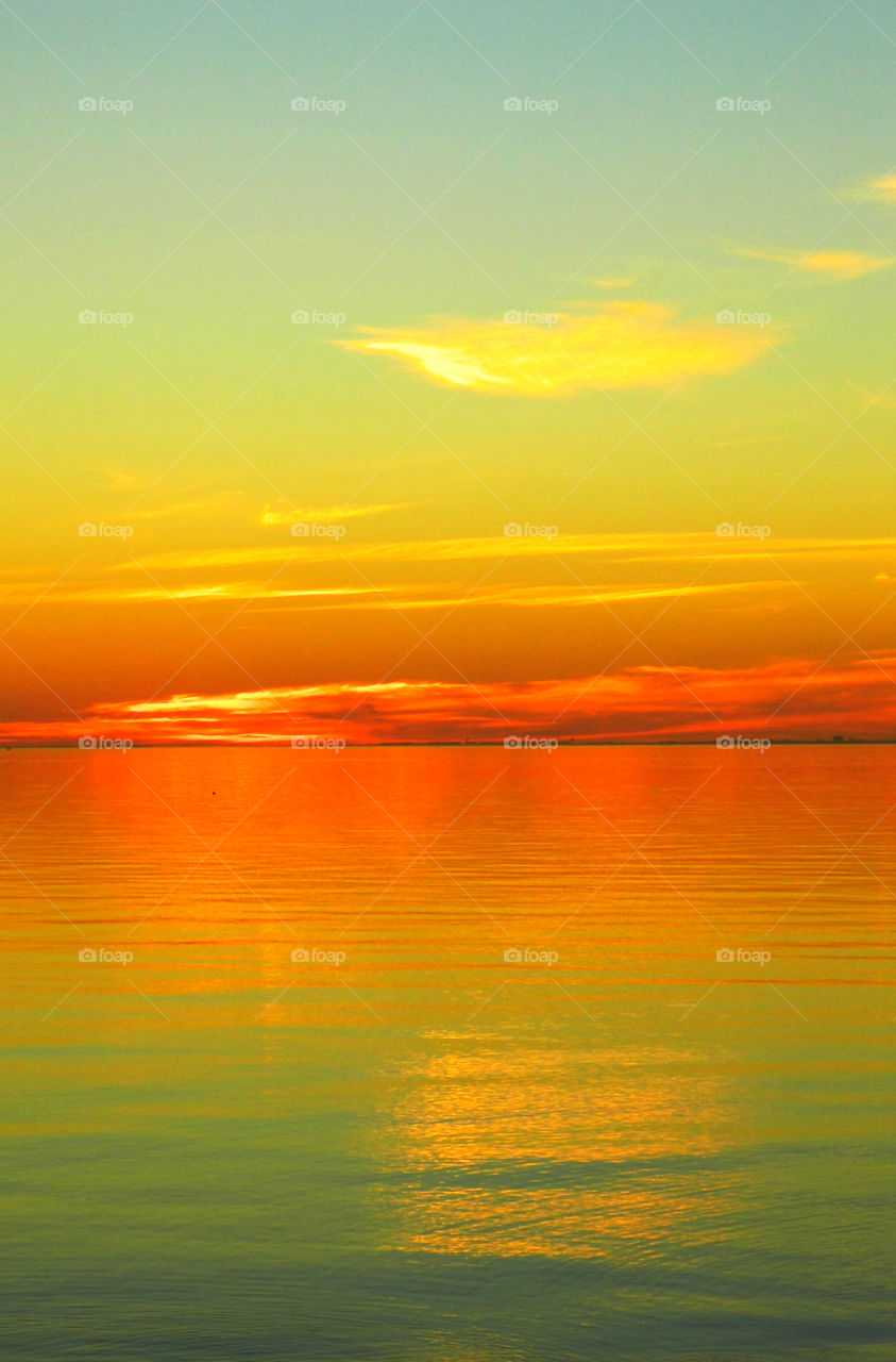 Reflection of dramatic sky on lake