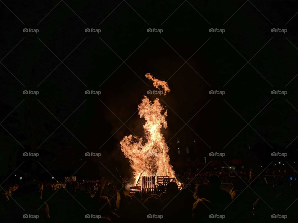 Raging Flames at a College Bonfire (Princeton University in New Jersey)