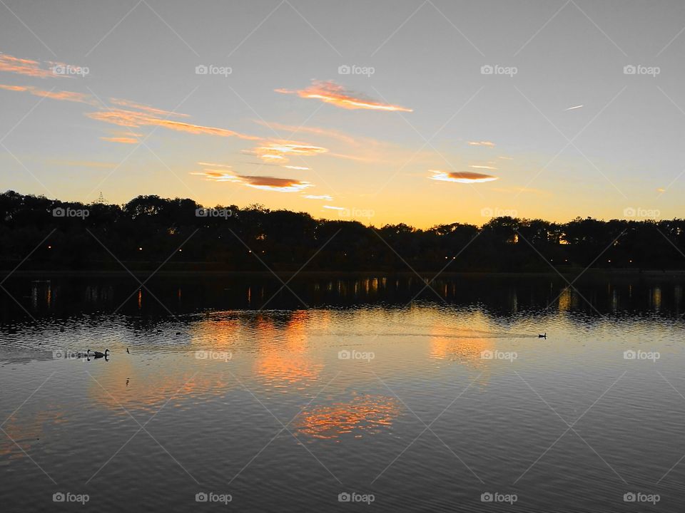 Water, Sunset, Lake, No Person, Dawn