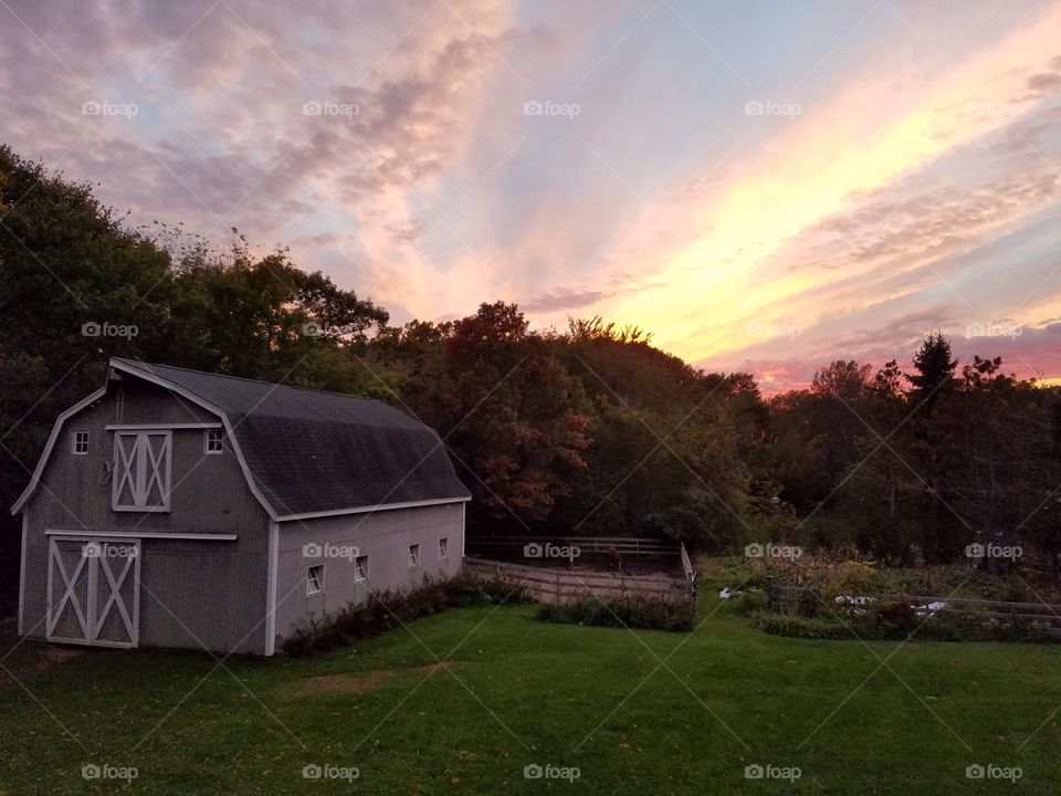 Sunset on the farm