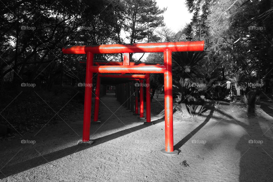 A red gate in Miyasaki. It represents stuff.