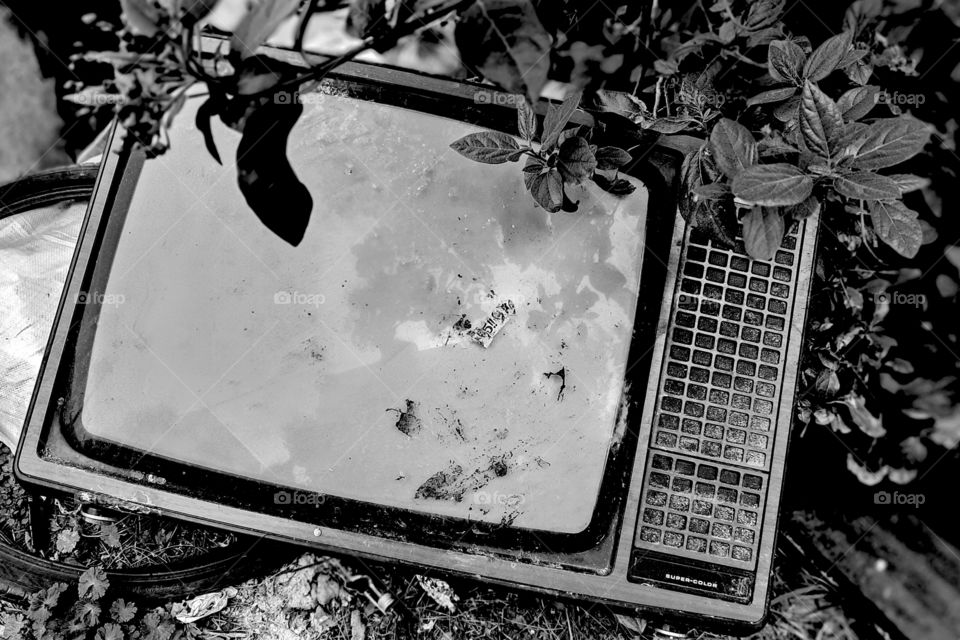 Monochrome - an old broken television