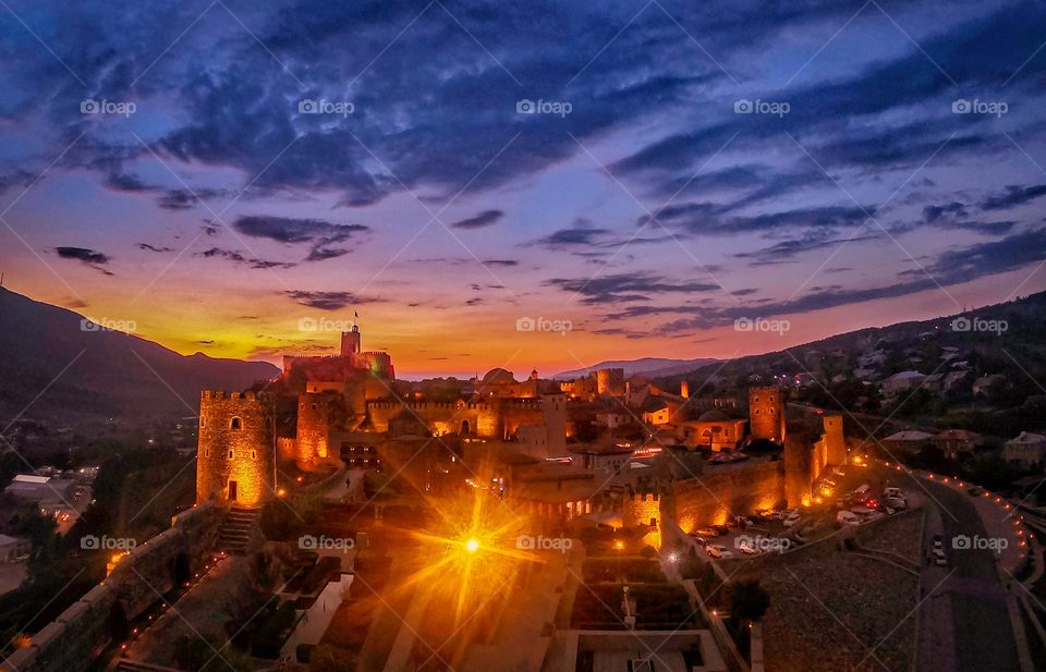 Bragati castle in Georgia on evening twilight moment