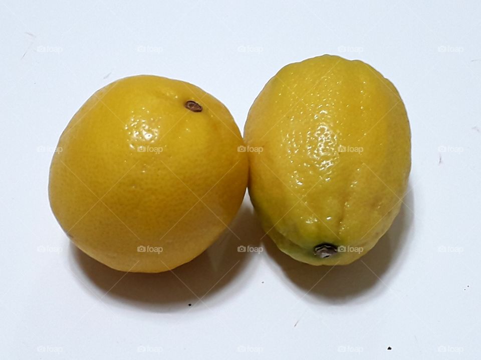 Lemons are on the white background