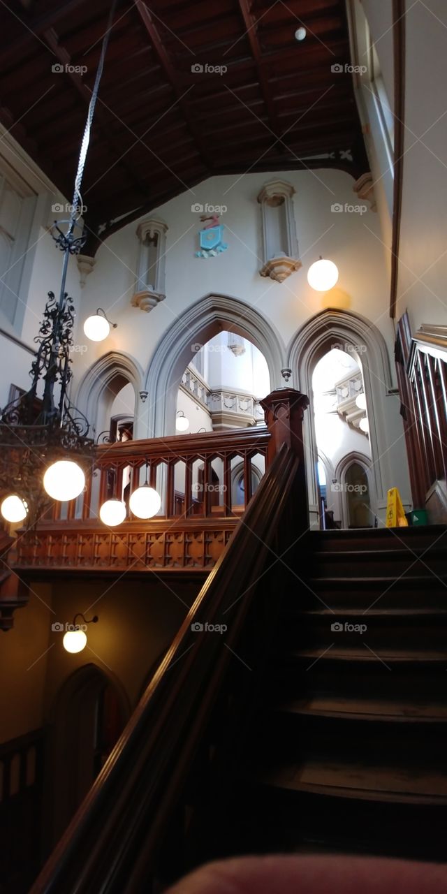 landing and arches at top of stairs in grand country house