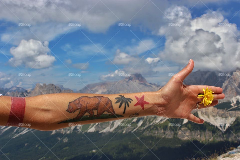 California flag Tattoo in the skinny arm