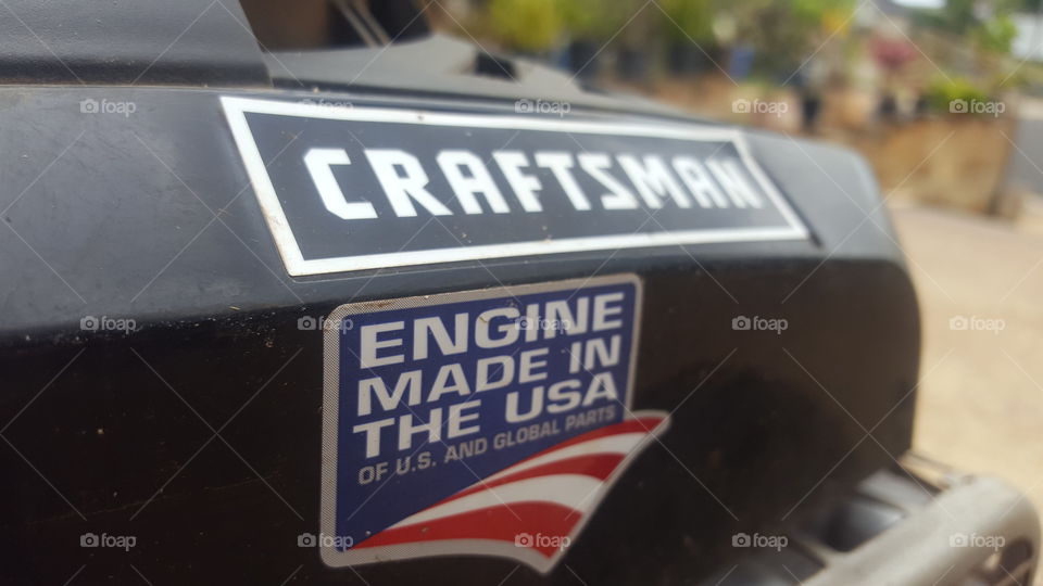 Craftsman Engine Made in the USA. side of lawnmower